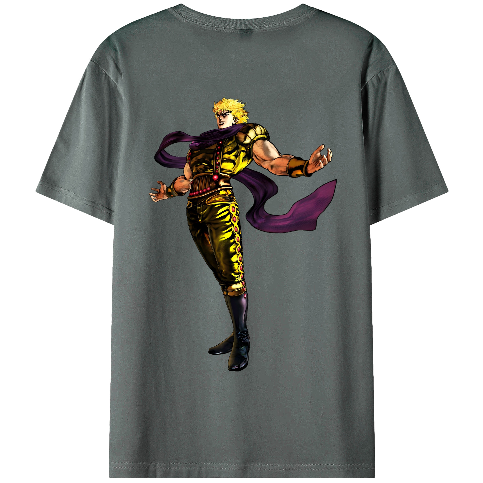 （画像用） ジョジョの奇妙な冒険 ディオ?ブランドー JoJo's Bizarre Adventure Dio Brando 綿100％ メンズ半袖Tシャツ（バックプリント） 通気性